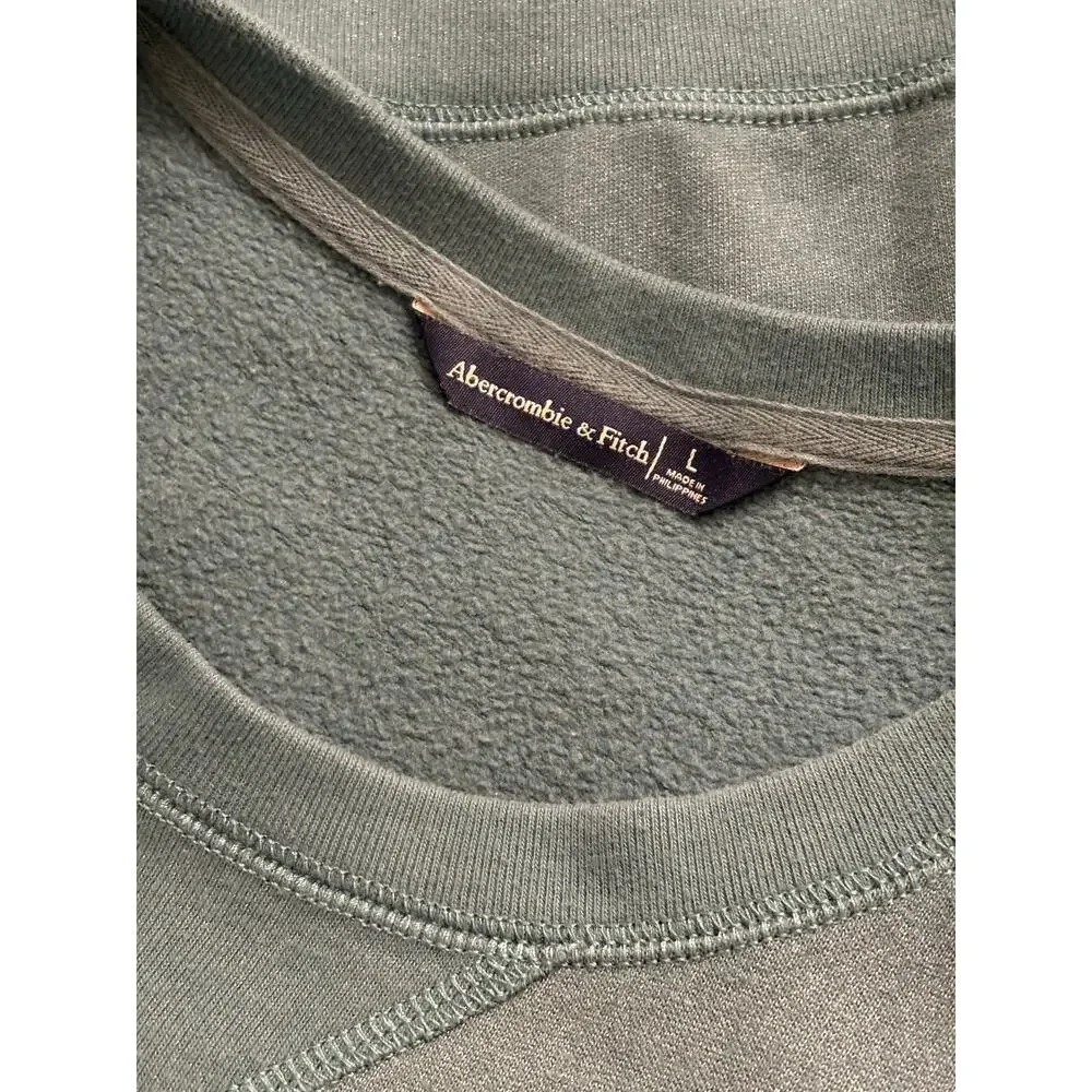 ABERCROMBIE & FITCH Cropped Sweatshirt | Green Shimmer Long Sleeve | LARGE - Picture 9 of 9